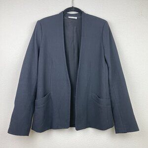 Protagonist Women's 4 Black Open Front Blazer Jacket Coat Pockets Silk Lined Car